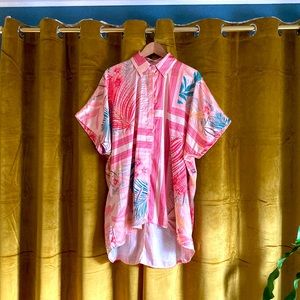 Free People Island Time Kimono Button Front Blouse Satiny fabric